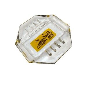 Vintage SANDS HOTEL & CASINO Rare 1950’s Vintage Safex Glass Ashtray Las Vegas